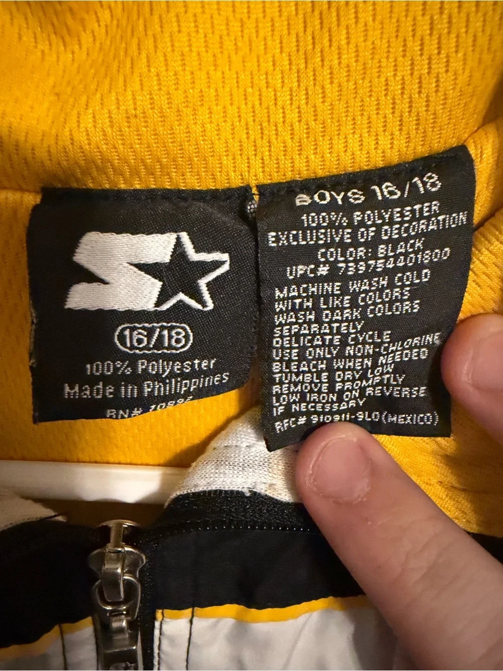 Vintage STARTER Black, Yellow & White Men's Windbreaker Jacket